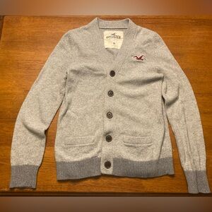 Preppy Hollister Light Gray Grandpa Cardigan Y2K